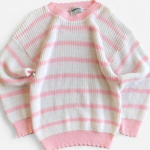 Vintage Metrix 80s Pink & White Striped Acrylic Knit Sweater